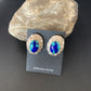 Native American Women's Blue Azurite Nugget Earrings | Sterling Silver | 13016
