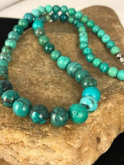 Navajo Spiderweb Turquoise Bead Necklace | Sterling Silver | 18" | Authentic Native American Handmade | 8463
