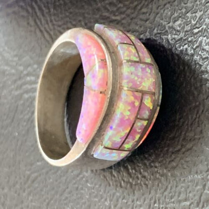 Navajo Pink Opal Inlay Band Ring | Sz 6.5 | Authentic Native American Handmade | 12405