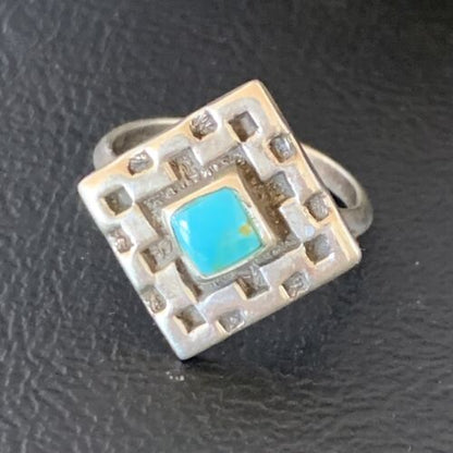 Navajo Blue Spiderweb Turquoise Inlay Ring | Sz 6.5 | Sterling Silver | Authentic Native American Handmade | 13172