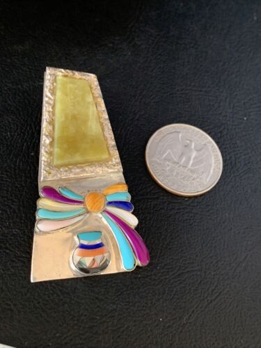 Navajo Turquoise Spiny Sugilite Multi-Color Inlay Pendant | Sterling Silver | Native American Handmade | 13768