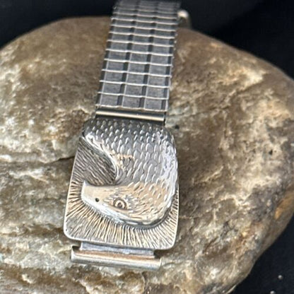 Navajo Eagle Head Sterling Silver Wrist-Watch Tips | Authentic Native American Jewelry | 14400