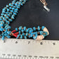 Santo Domingo Shell Turquoise Bead Pendant Jacla Necklace | 2 Strand | Pearls | Native American Handmade | 14633