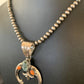 Navajo Pearl Necklace with Green Turquoise & Spiny Oyster Naja Pendant | Sterling Silver | Authentic Native American Handmade | 11701