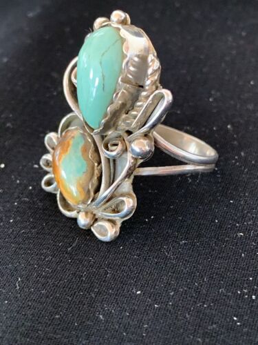 Navajo Multi-Stone Turquoise Ring | Sterling Silver | Sz 10.5 | Native American Handmade | 3230