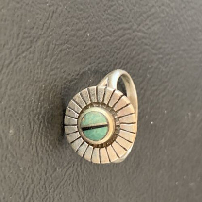 Native American Women's Navajo Green Turquoise Inlay Ring | Sz 6.5 | Sterling Silver | 11205