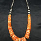 Navajo Spiny Oyster Graduated Necklace | Sterling Silver | Authentic Native American | 23" | 3085