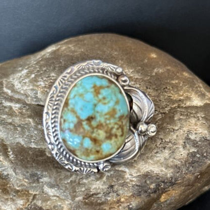 Navajo Blue Turquoise #8 Rings | Sterling Silver | Sz 10 | Authentic Native American Handmade | 14290