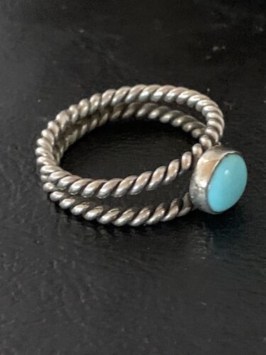 Navajo Blue Turquoise Ring | Sterling Silver | Sz 7 | Authentic Native American Handmade | 10768