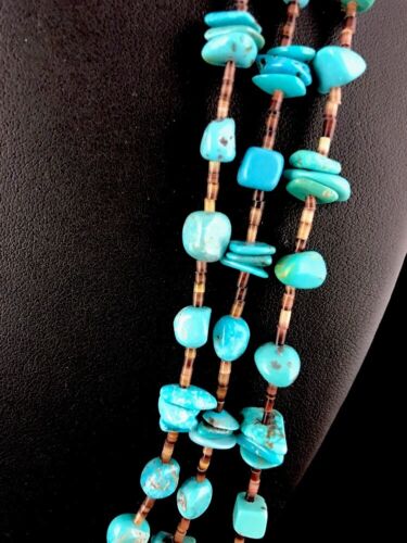 Authentic Native American Navajo Sterling Silver Necklace | Turquoise, Shell & Nugget | 21" | Handmade - Masha USA
