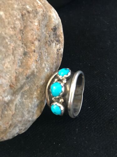 Navajo Kingman Turquoise Multi-Stone Ring | Authentic Native American Sterling Silver | Sz 11.5 | 8201