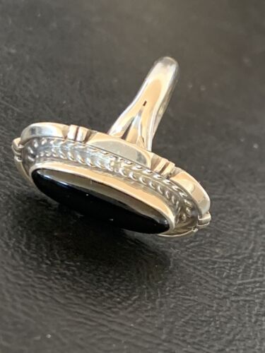 Native American Navajo Handmade Sterling Silver Black Onyx Ring | Sz 6 | 11586