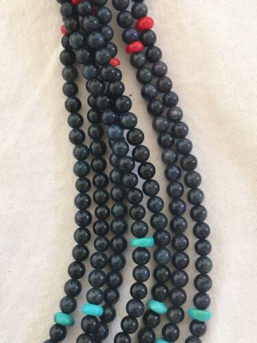 Navajo Navy Blue Dumortierite Turquoise Necklace | Sterling Silver | Authentic Native American Handmade | 11499