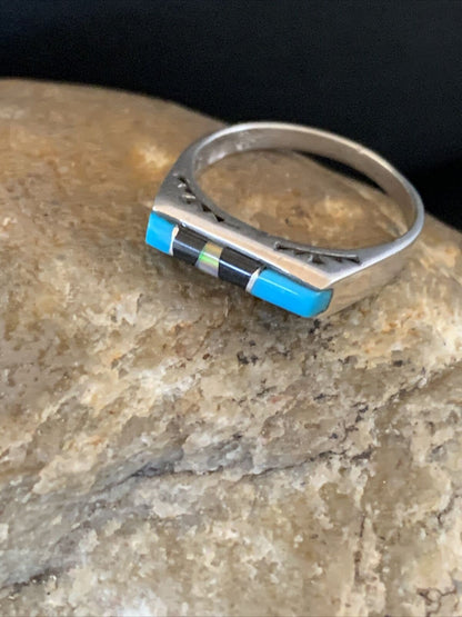 Native American Navajo Blue Lapis Turquoise Opal Inlay Ring | Sz 6 | 11145 - Masha USA