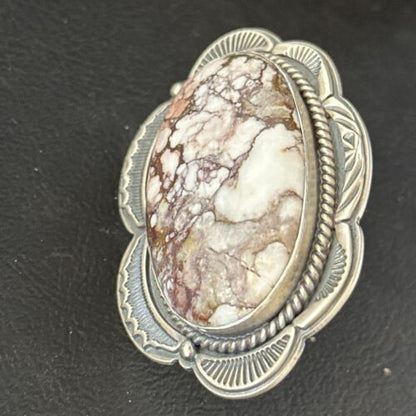 Adjustable Wild Horse Turquoise Ring | Sz 8 | Sterling Silver | Authentic Native American Handmade | 14318