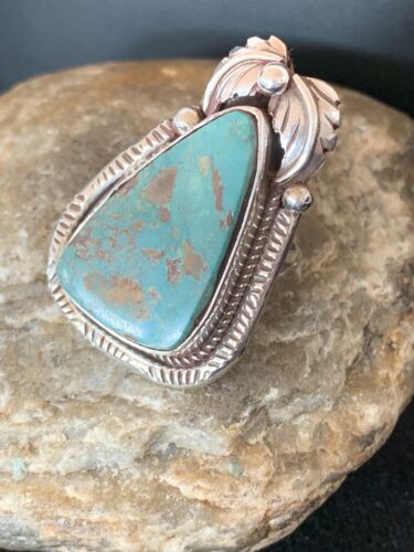 Southwestern Navajo Blue Royston Turquoise Ring | Sterling Silver | Sz 9 | 552