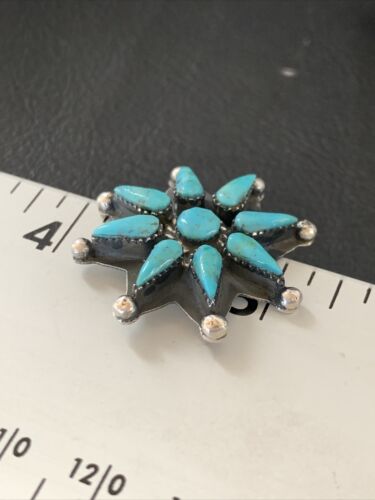 Navajo Blue Cluster Turquoise Stud Earrings | Sterling Silver | Authentic Native American Handmade | 12303