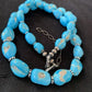 Navajo Sleeping Beauty Turquoise Beads Necklace | Sterling Silver Pearls | Authentic Native American Handmade | 00800
