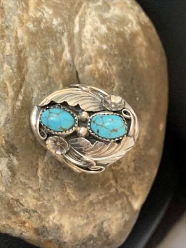 Navajo Kingman Turquoise Multi-Stone Ring | Authentic Native American Sterling Silver | Sz 10.5 | 14170