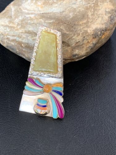 Navajo Turquoise Spiny Sugilite Multi-Color Inlay Pendant | Sterling Silver | Native American Handmade | 13768