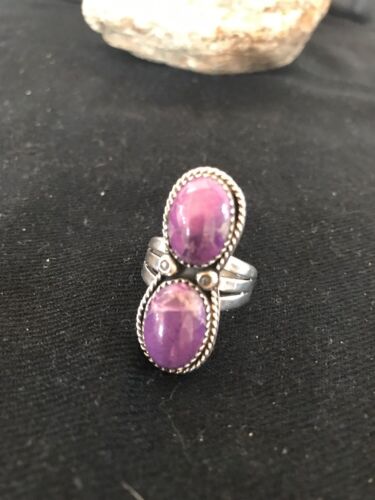 Navajo Purple Charoite Multi-Stone Ring | Authentic Native American Sterling Silver | Multi-Stone | Sz 8.25