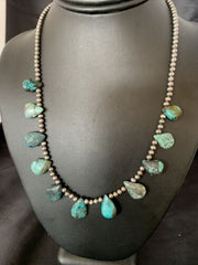 Native American Navajo Blue Turquoise Necklace | Sterling Silver | 19" | 12918