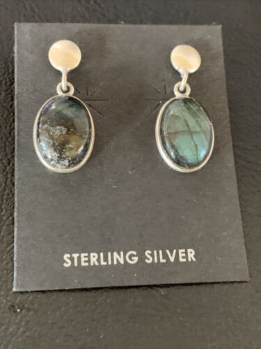 Navajo Labradorite Earrings | Sterling Silver | Authentic Native American Handmade | 13072