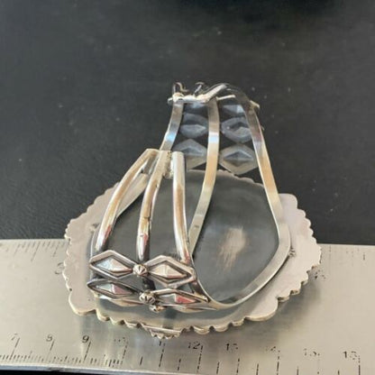 Navajo Men's Bracelet | Sterling Silver Green Gaspeite | Authentic Native American Handmade | 2047