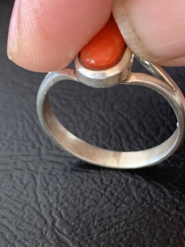 Native American Women's Navajo Red Coral Ring | Sterling Silver | Sz 9 | 10372