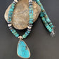Navajo Pearls Spiderweb Beads Turquoise Necklace Pendant | Sterling Silver | Authentic Native American Handmade | 10239