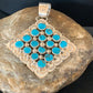 Navajo Blue Turquoise Cluster Pendant | Authentic Native American Sterling Silver | Multi-Stone | 2.5" | 02097