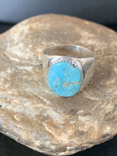 Navajo Blue Kingman Turquoise Ring | Sterling Silver | Sz 11 | Authentic Native American Handmade | 14142