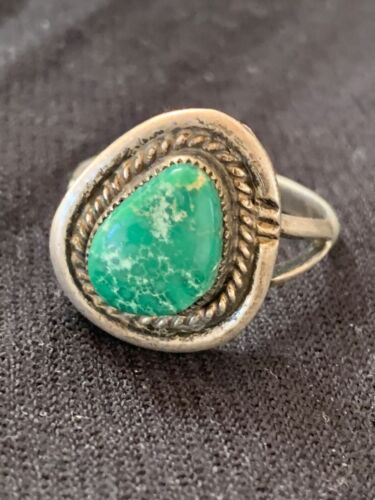 Native American Turquoise Navajo Sterling Silver Old Pawn Ring Sz 8.75 4714
