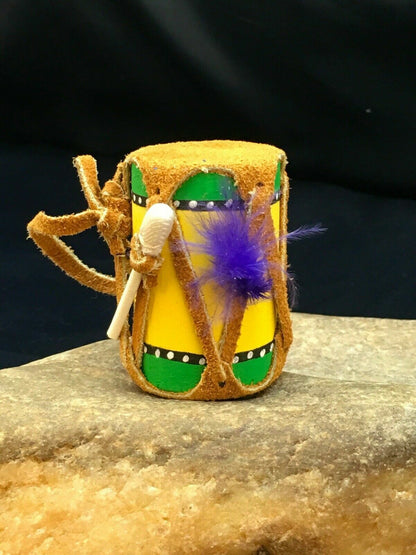Handmade Leather Drum Car Charm | 2" Mirror Dangler | Miniature Model | 8927