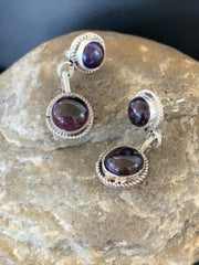 Navajo Purple Sugilite Post Dangle Earrings | Sterling Silver | Authentic Native American Handmade | 1598