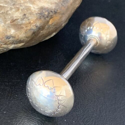Navajo Baby Rattle | Handmade Sterling Silver Stamped | Native American | 3" | 13426