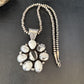 Navajo White Buffalo Turquoise Cluster Pendant | Authentic Native American Sterling Silver | Multi-Stone | 14676