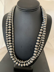 Navajo Sterling Silver 3-Strand Necklace | 6, 8, 10mm | 21" | 93921