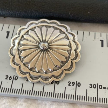 Authentic Native American Navajo Pin | Sterling Silver Stamped Design | Handmade | 1207
