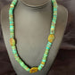 Men's Navajo Green Turquoise Nugget Heishi Bead Necklace | Sterling Silver | Authentic Native American Handmade | 21" | 10220