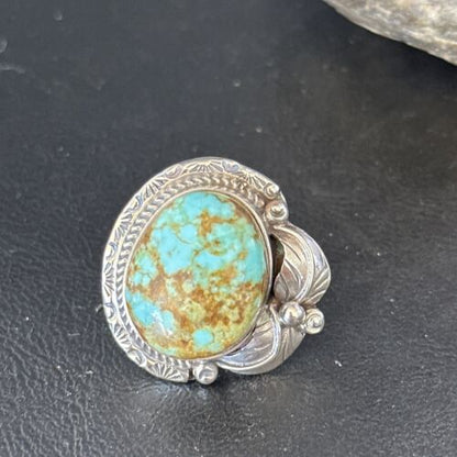 Navajo Blue Turquoise #8 Rings | Sterling Silver | Sz 10 | Authentic Native American Handmade | 14290