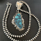 Men's Navajo Blue Spiderweb Turquoise Pendant Necklace | Sterling Silver | Authentic Native American Handmade | 10661