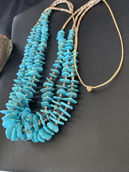 Native American Santo Domingo Shell Chip Turquoise Necklace | 32" | Authentic Handmade | 11995