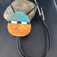 Men's Bolo Tie | Turquoise & Orange Spiny Oyster | Sterling Silver Tips | Authentic Native American Handmade | 14630