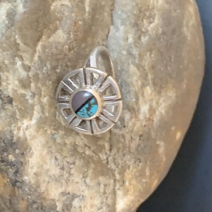 Native American Women's Navajo Blue Turquoise Sugilite Inlay Ring | Sz 6 | 11179