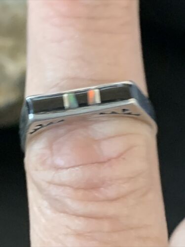 Navajo Black Onyx Opal Inlay Ring | Sz 7 | Authentic Native American Handmade | 11143