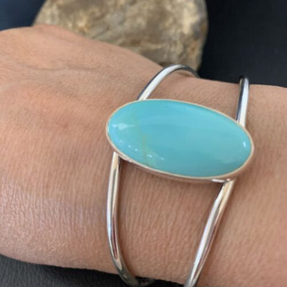 Minimalist Women's Blue Kingman Turquoise Cuff Bracelet | Sterling Silver | 12868