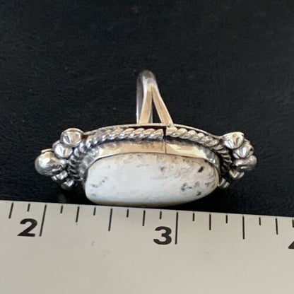 Navajo White Buffalo Turquoise Ring | Sterling Silver | Sz 7 | Authentic Native American Handmade | 13350