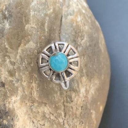 Native American Women's Navajo Blue Turquoise Inlay Ring | Sz 5 | Authentic Handmade | 11172 - Masha USA