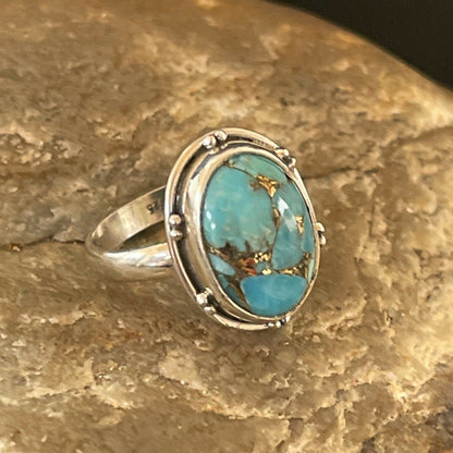 Mojave Native American Navajo Blue Turquoise Ring | Sterling Silver | Sz 7 | 11416